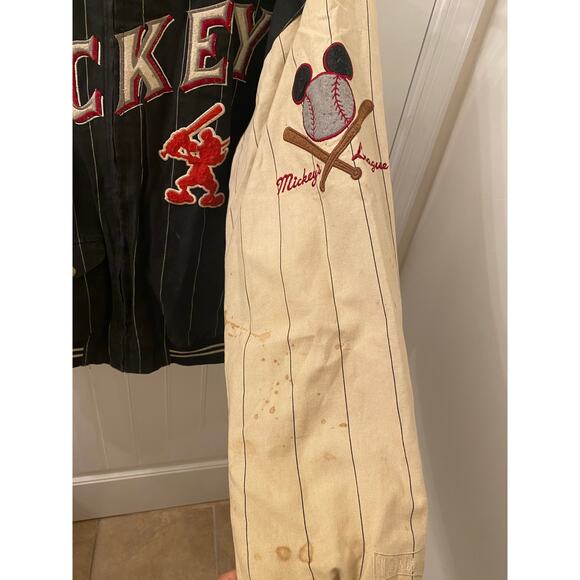 Rare Vintage Reversible Mickey Mouse Disney Baseball Bomber Varsity Jacket Sz M - Picture 11 of 13
